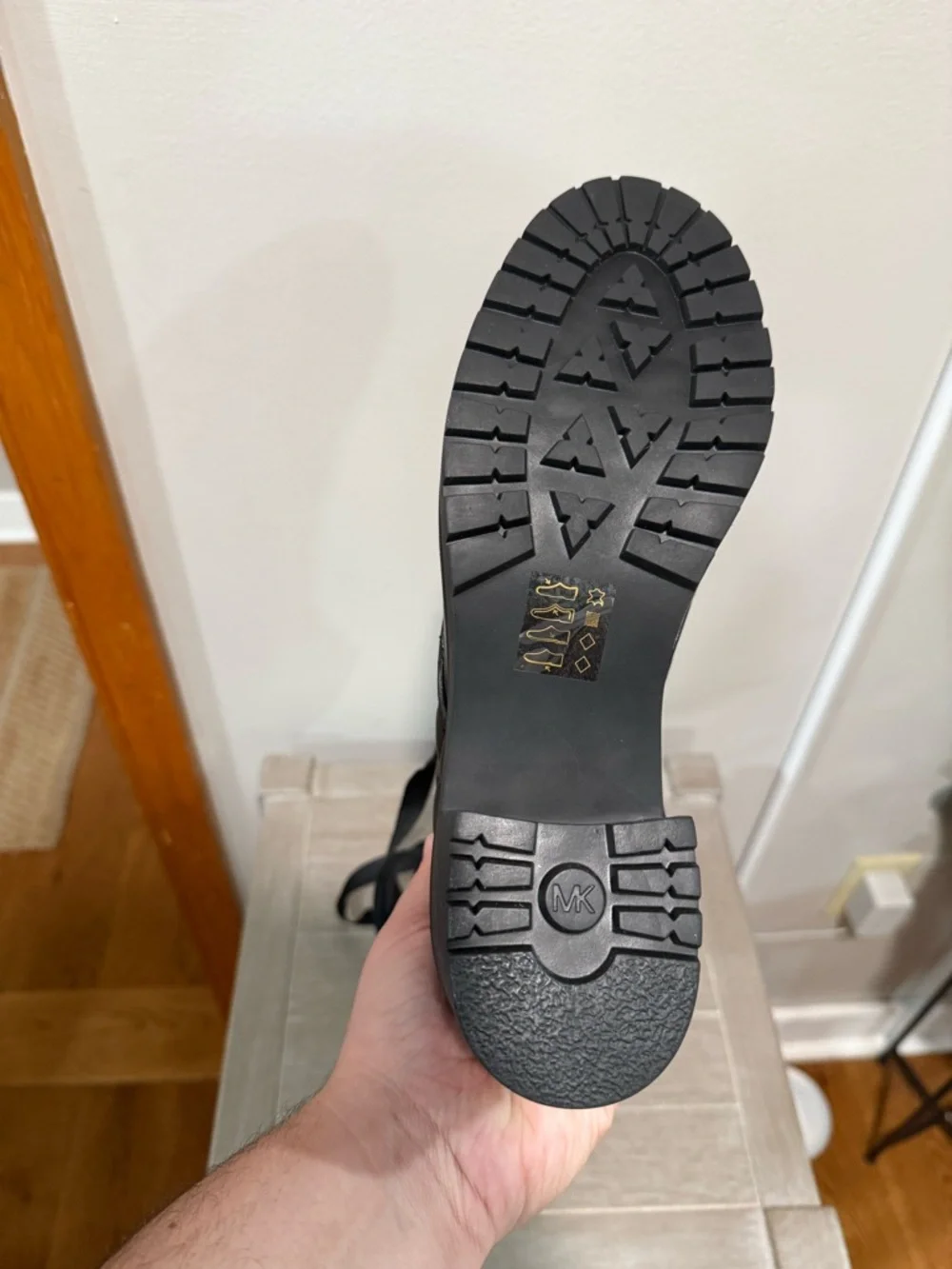 Michael Kors Black Quilted Lace-Up Combat Boots - Picture 4 of 5